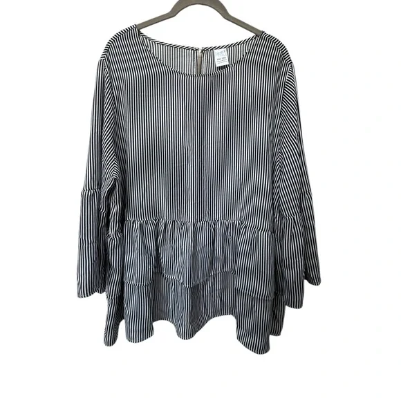 Time & Tru Navy & White Vertical Striped Top size 20 - Picture 3 of 7